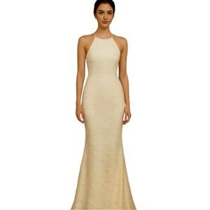 Lulus Women Extravagance Lace Trumpet Hem Maxi Dress White in size Medium NWT